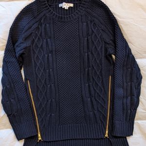 CAbi Navy sweater with side zippers size small